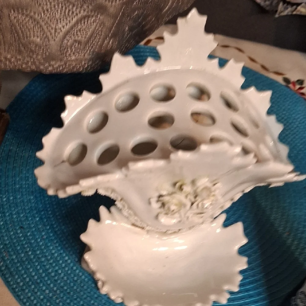 White Ceramic Floral Dish Set